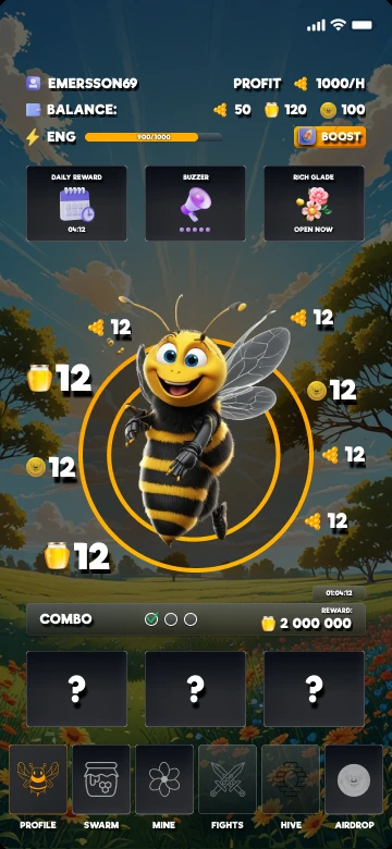 The main screen: tapping, energy and income per hour