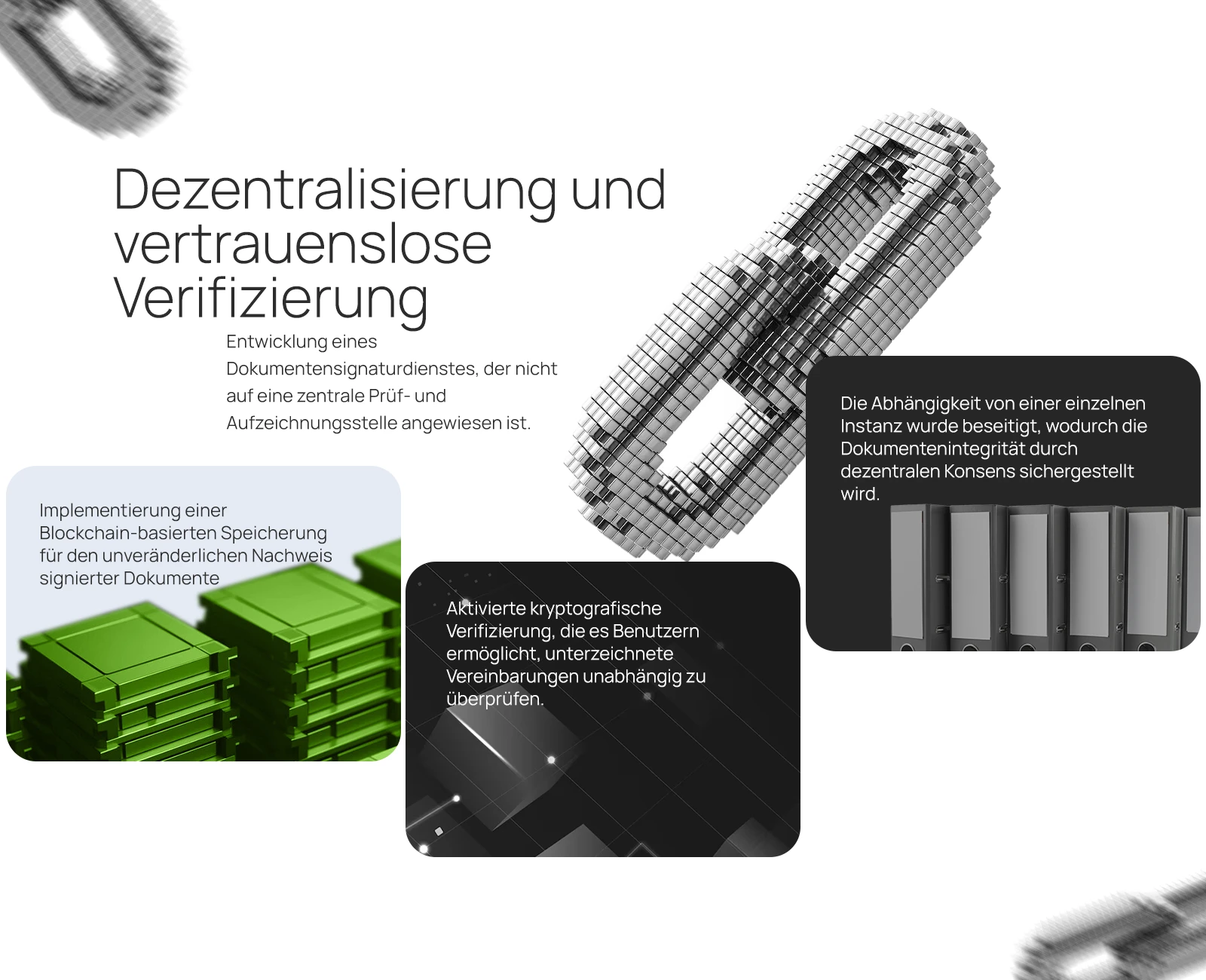 Dezentralisierung und Prüfung unterschriebener Dokumente ohne Vertrauensvorschuss