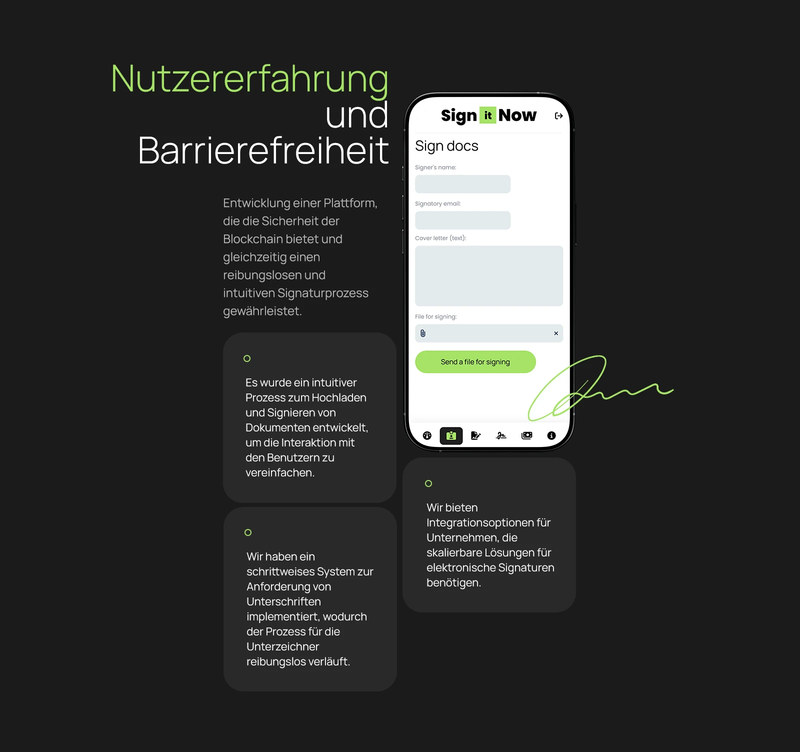Nutzererlebnis und Zugänglichkeit: Dokumente vom Telefon aus unterschreiben