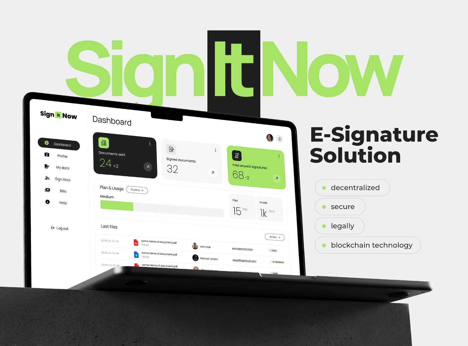 SignItNow - an electronic signature service on the blockchain