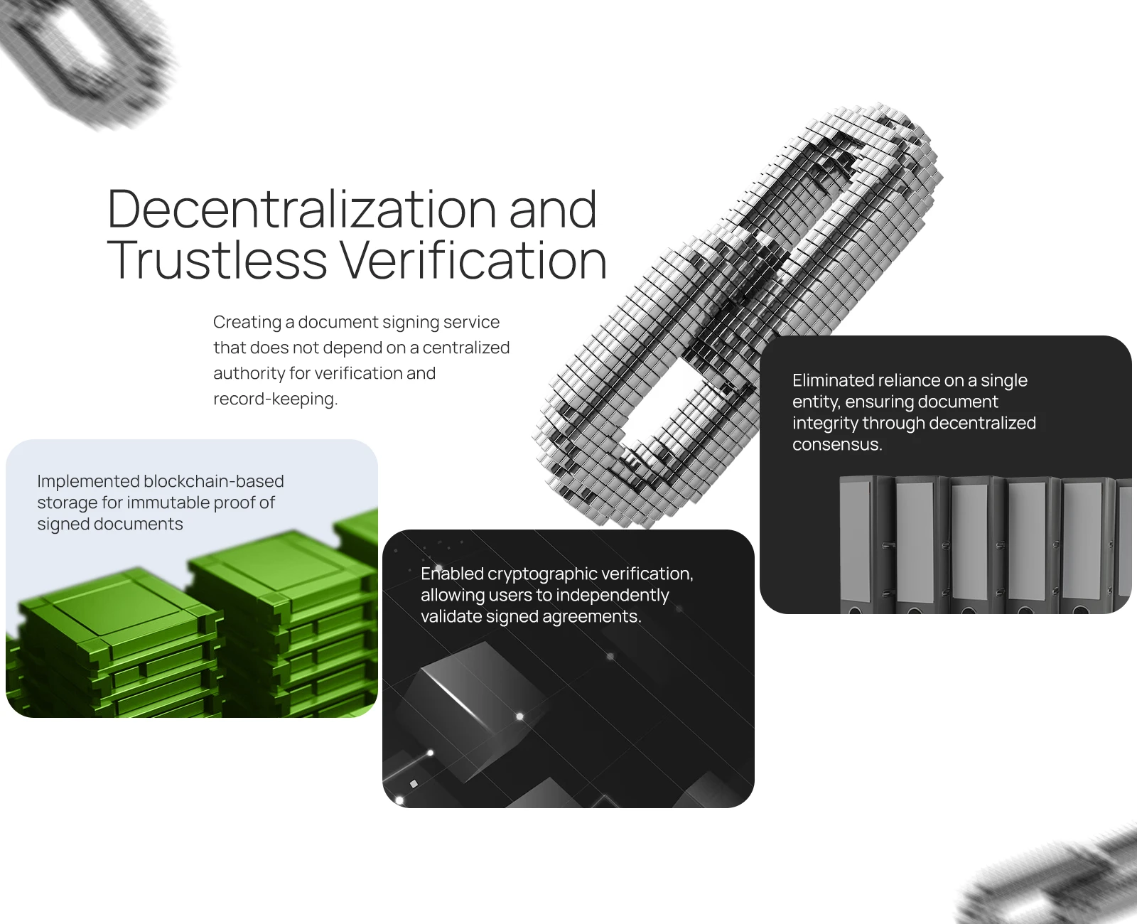 Decentralisation and verification of signed documents without the need for trust
