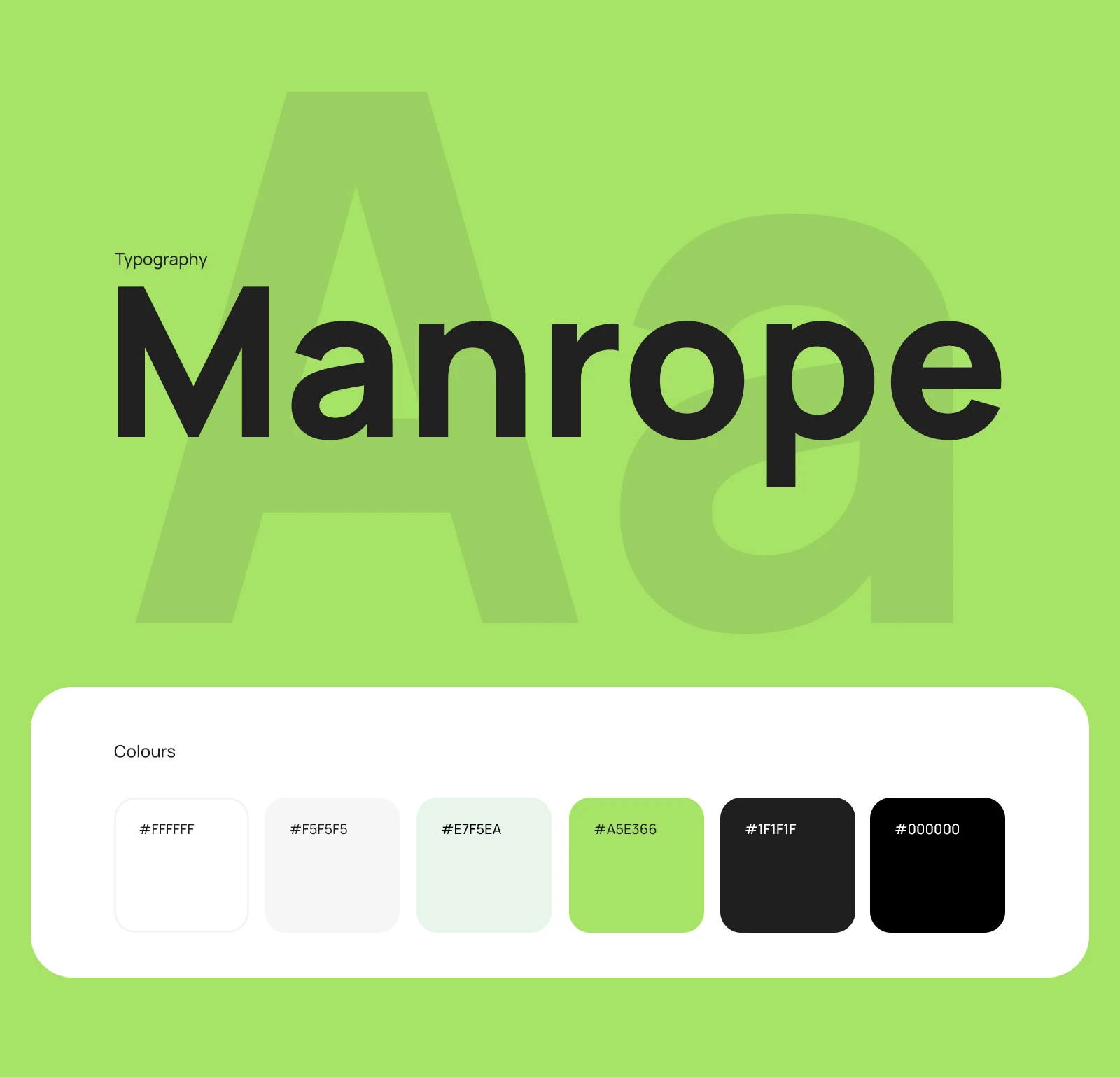 Typography and colour: the Manrope typeface and the brand palette
