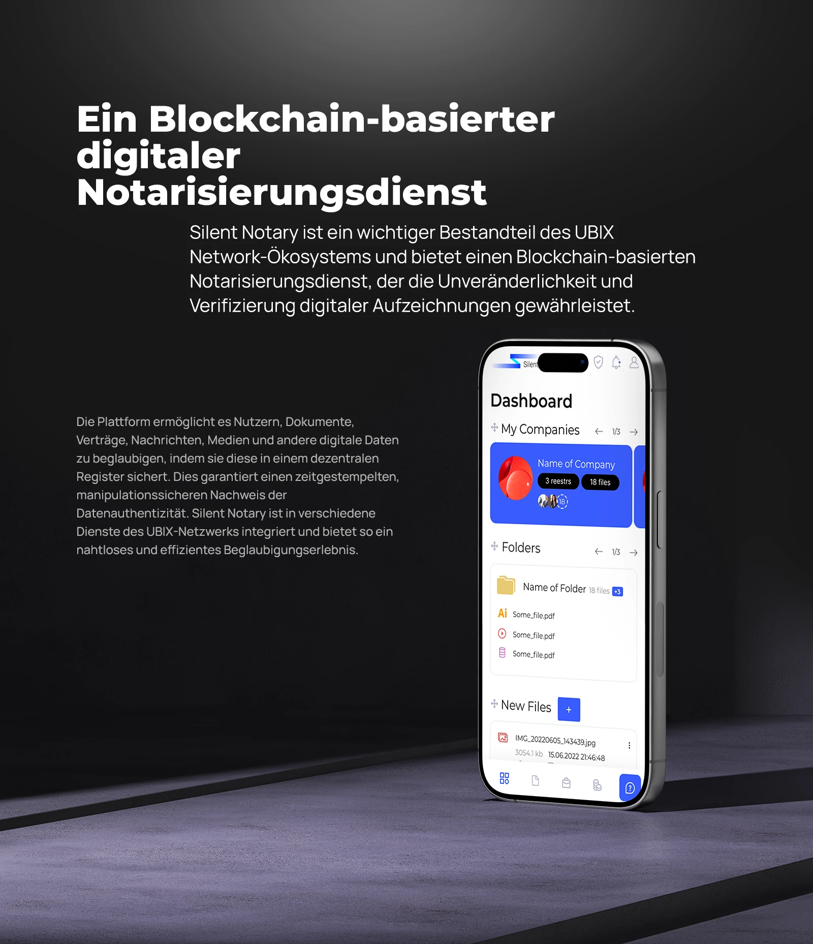 Dienst zur digitalen Beglaubigung auf Basis der Blockchain