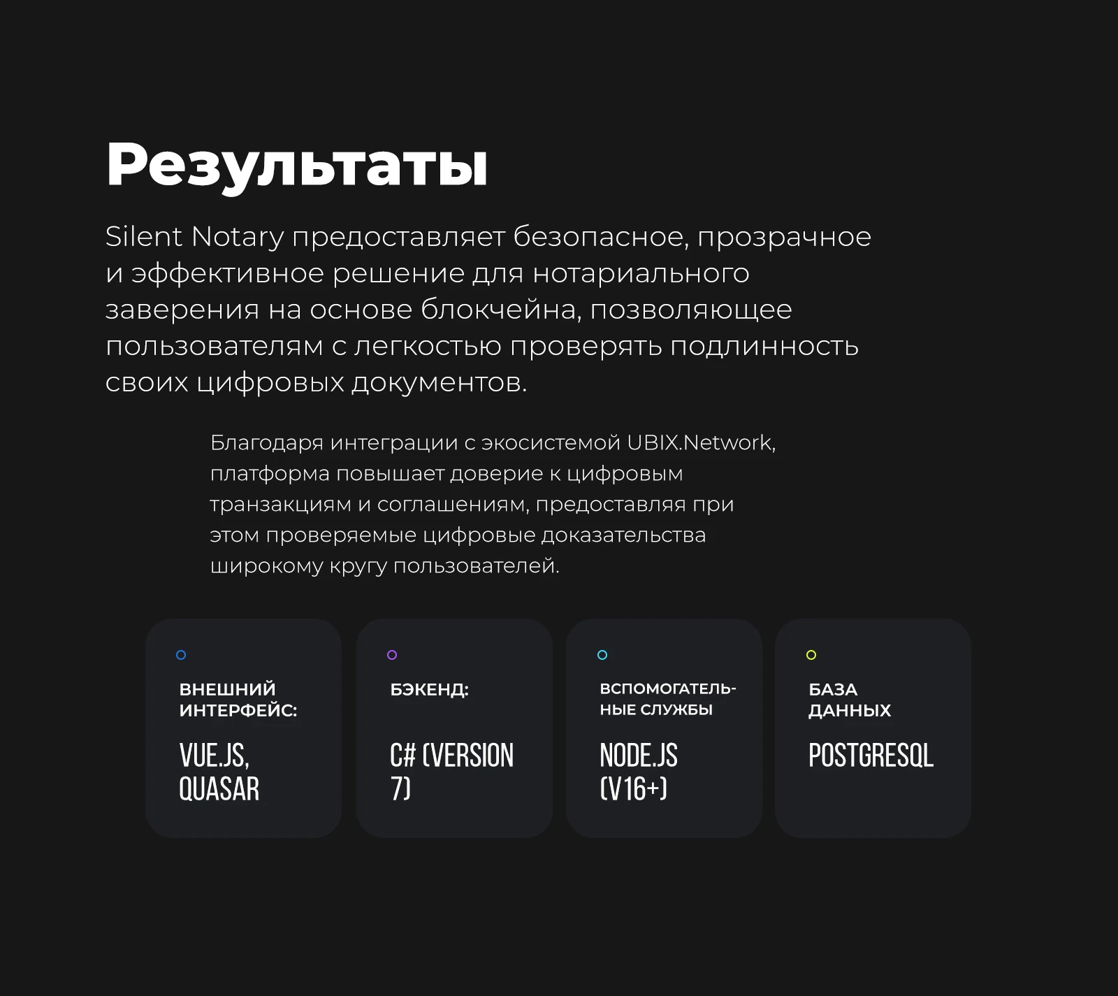 Результаты проекта и технологический стек Silent Notary
