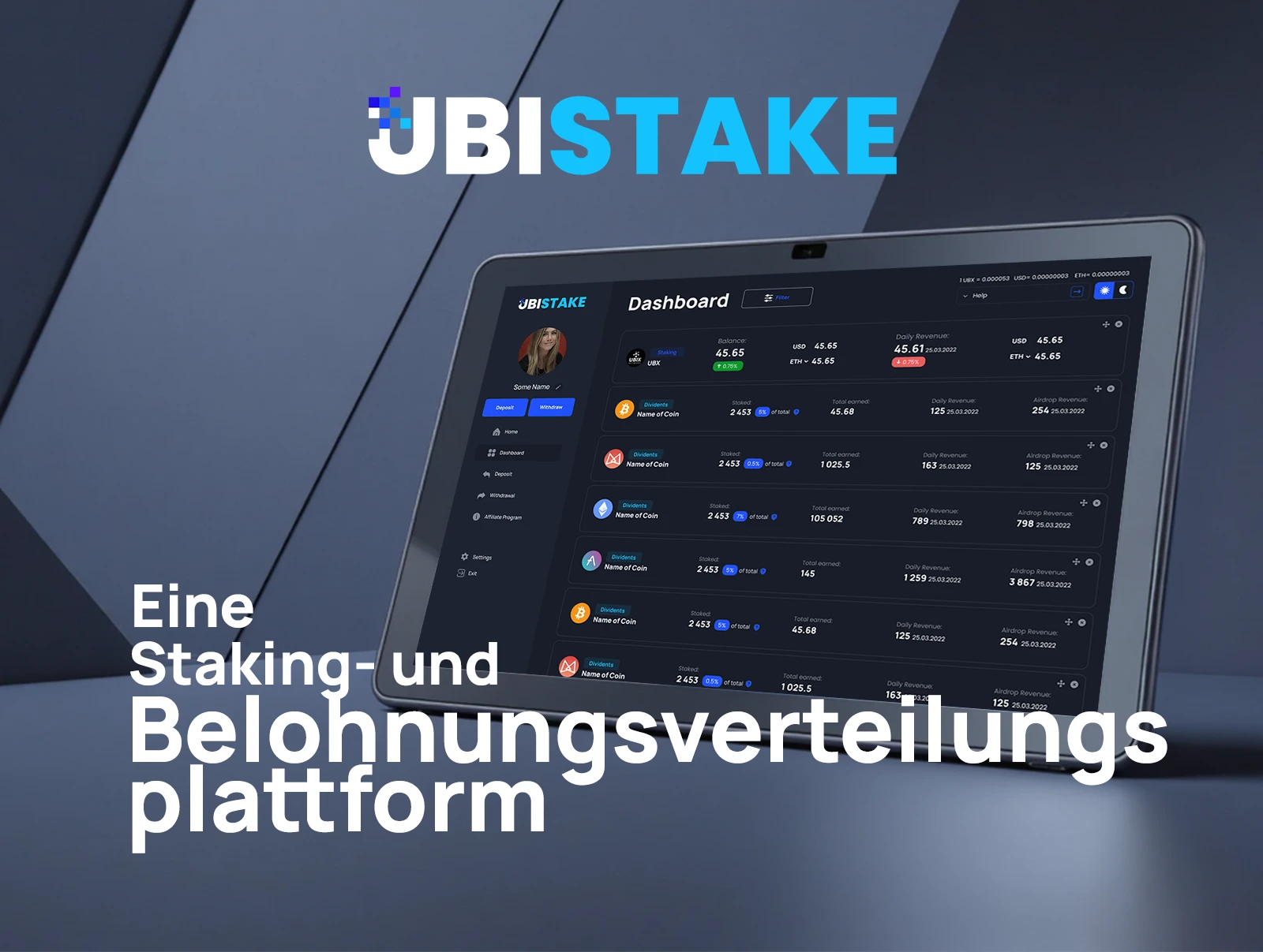 UbiStake - Plattform für Staking und Dividendenverteilung