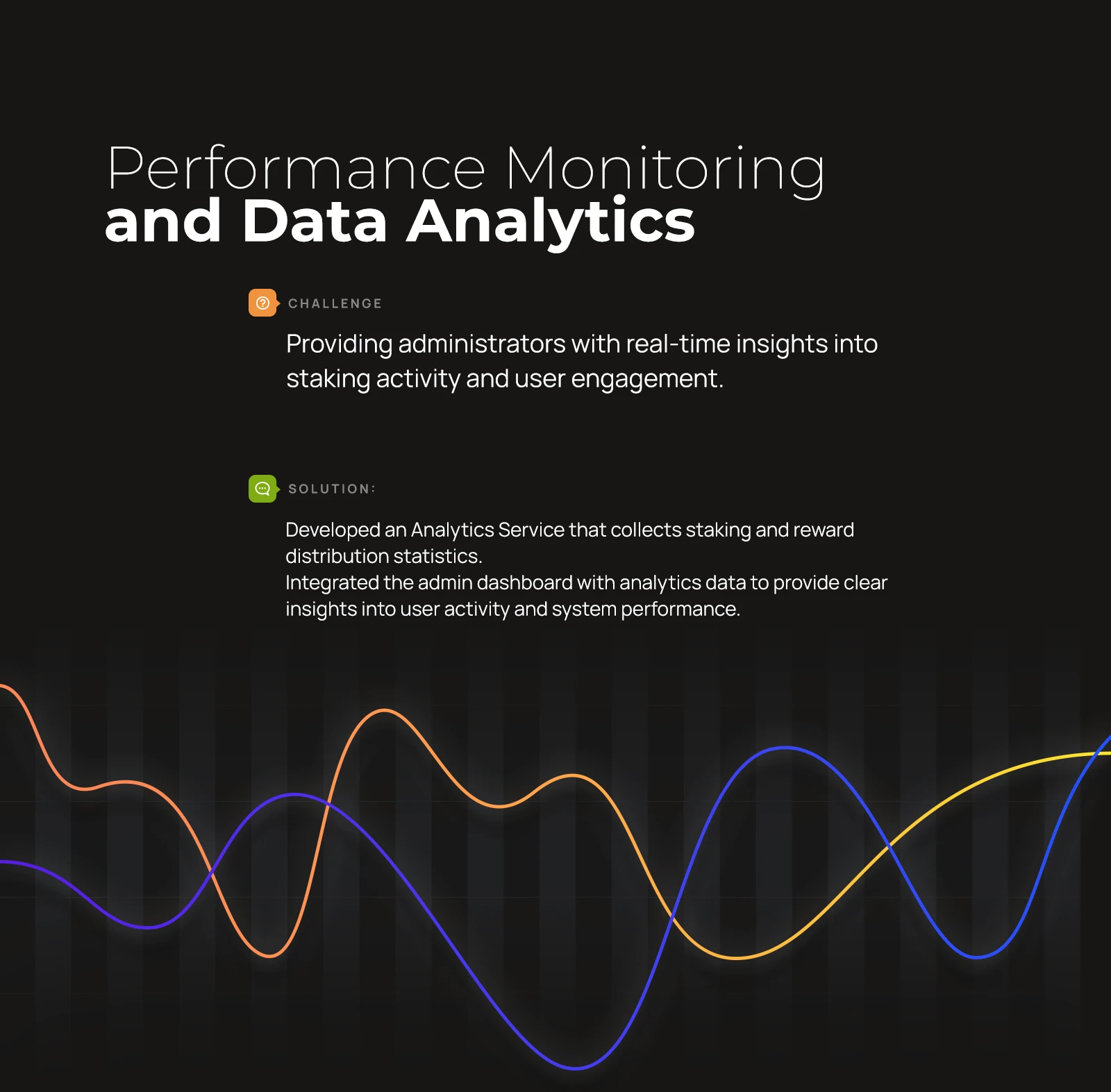 Performance monitoring and data analysis: staking statistics in real time