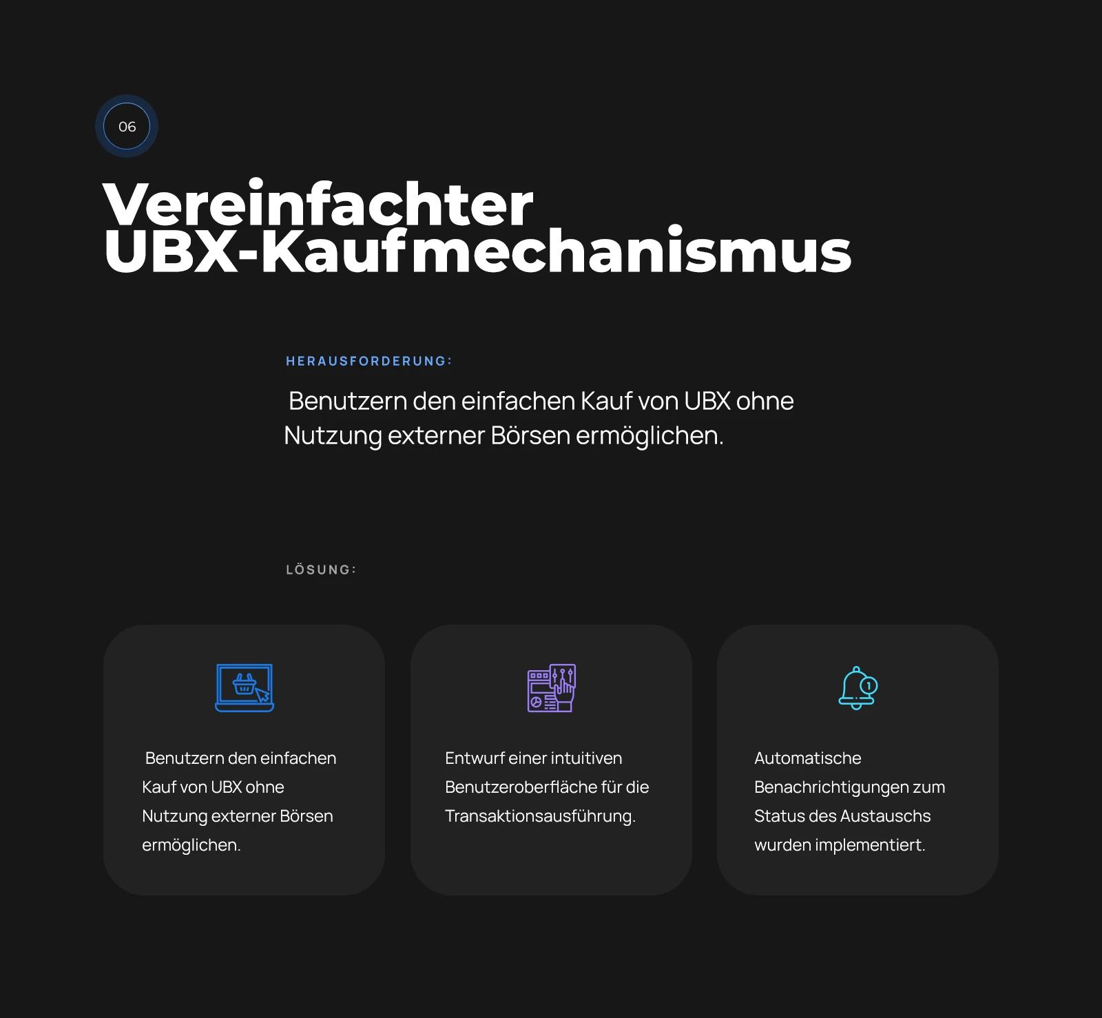 UBX gegen ETH und USDT kaufen, ohne fremde Börsen