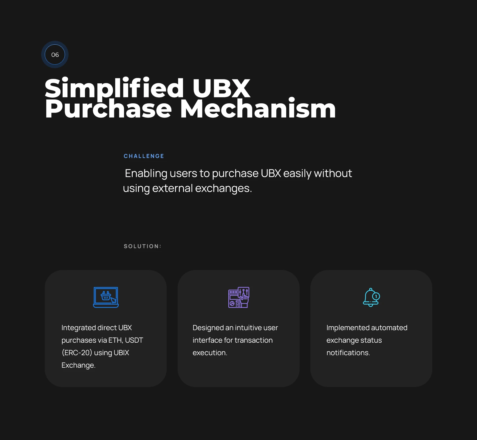 Buying UBX for ETH and USDT without external exchanges